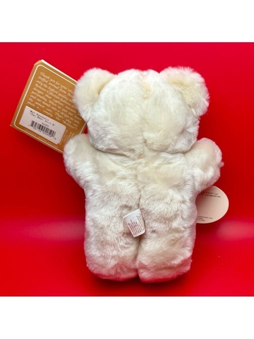 Vintage Bestever “Mon Nounours” Plush Teddy Bear 8” Cream - With Rattle– NWT - Picture 2 of 6